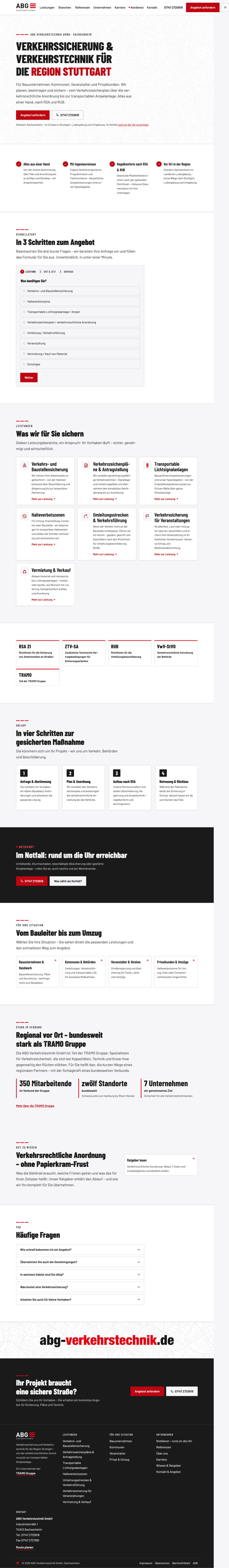 Aktuelle Website: ABG Verkehrstechnik, Region Stuttgart